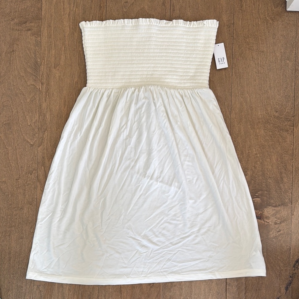GAP White Strapless Sundress Casual Sleeveless
